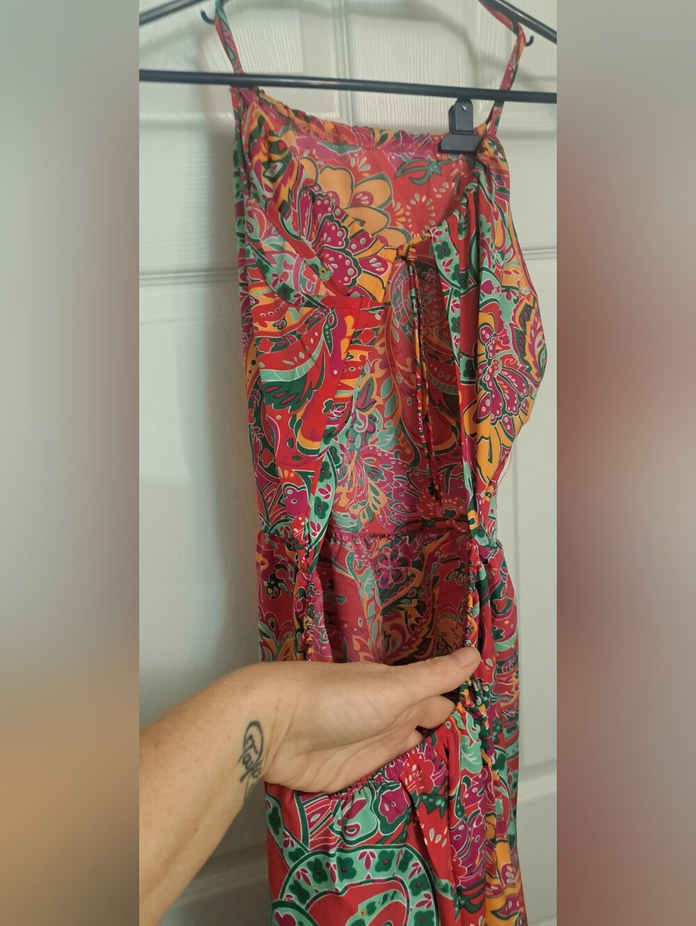 Brand New Boho Paisley Halter Maxi Dress Approx. XL Size 14 Lightweight New - Picture 10 of 13